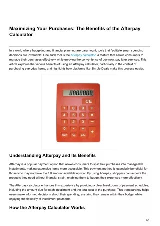 Maximizing Your Purchases The Benefits of the Afterpay Calculator