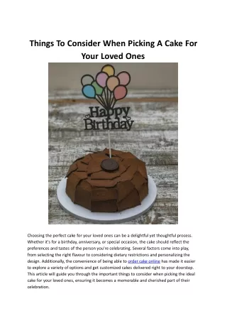 things to consider when picking a cake for your