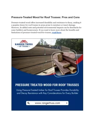 Pressure-Treated Wood for Roof Trusses_ Pros and Cons