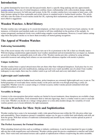 Wooden Watches UK: Where Classic Meets Contemporary
