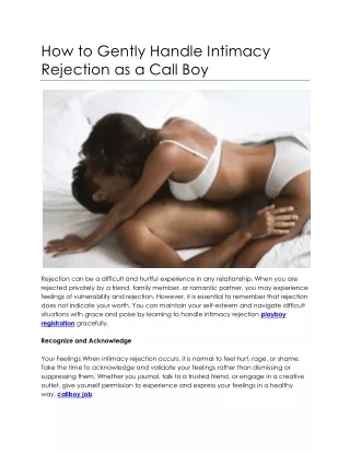 How to Gently Handle Intimacy Rejection as a Call Boy
