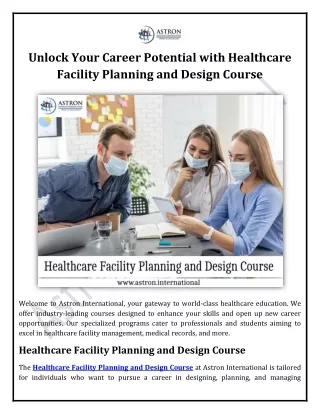 Unlock Your Career Potential with Healthcare Facility Planning and Design Course