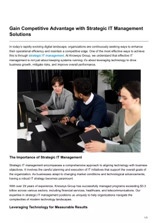 Gain Competitive Advantage with Strategic IT Management Solutions