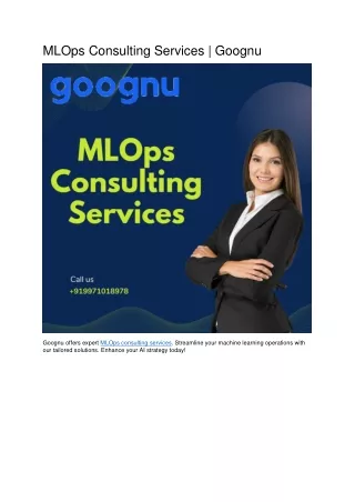 mlops consulting services goognu