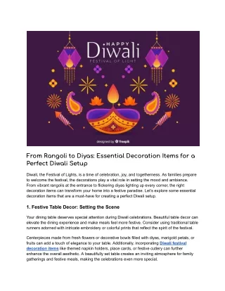 from rangoli to diyas essential decoration items