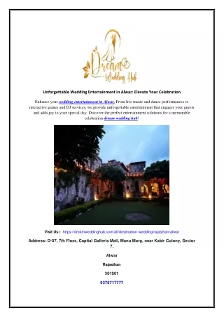 Unforgettable Wedding Entertainment in Alwar: Elevate Your Celebration