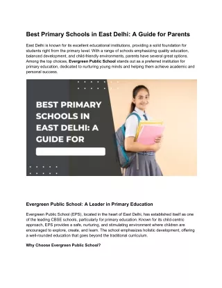 Best Primary Schools in East Delhi_ A Guide for Parents