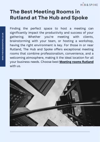 The Best Meeting Rooms in Rutland at The Hub and Spoke.