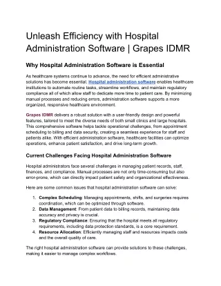 unleash efficiency with hospital administration
