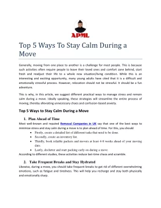 Top 5 Ways To Stay Calm During a Move
