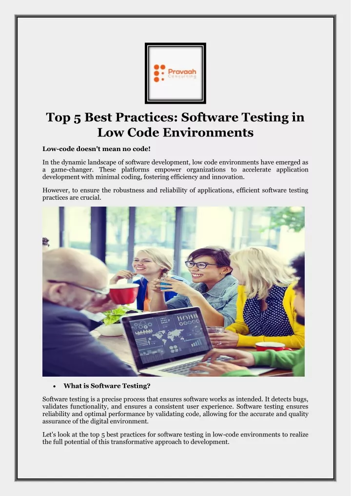 top 5 best practices software testing in low code