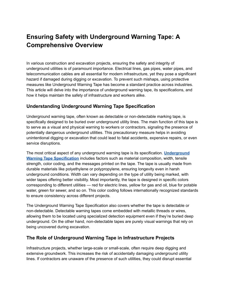 ensuring safety with underground warning tape