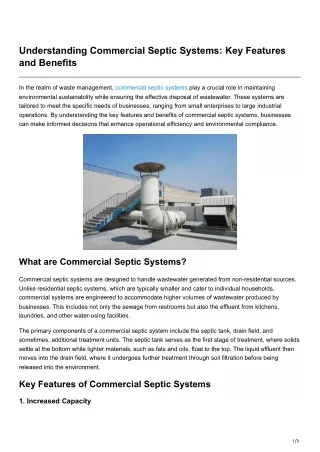 Understanding Commercial Septic Systems Key Features and Benefits