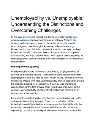 unemployability vs unemployable understanding