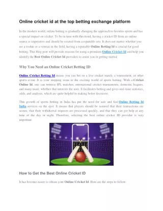 Online cricket id at the top betting exchange platform
