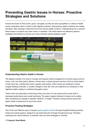 Preventing Gastric Issues in Horses Proactive Strategies and Solutions