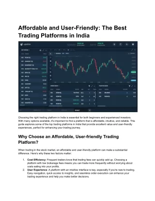 Affordable and User-Friendly: The Best Trading Platforms in India