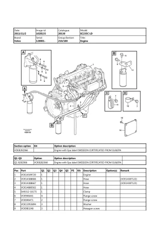 Volvo EC235C LD EC235CLD, EC235C NL EC235CNL Excavator Parts Catalogue Manual Instant Download (SN 120001 and up)