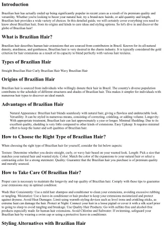 Brazilian Hair: Everything You Need to Know