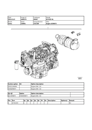 Volvo EC235D NL EC235DNL Excavator Parts Catalogue Manual Instant Download (SN 220001 and up)