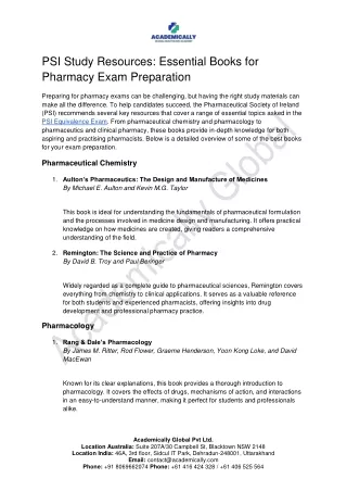 PSI Study Resources: Essential Books for Pharmacy Exam Preparation