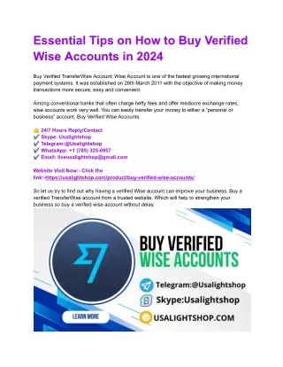 Buy Verified Wise Accounts — 100% Verified USA, UK