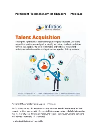 Permanent Placement Services Singapore  -  infotics.co