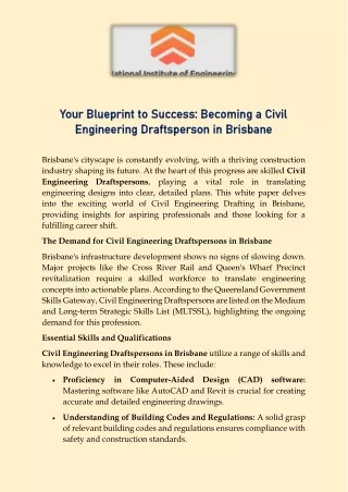 Your Blueprint to Success - Becoming a Civil Engineering Draftsperson in Brisbane