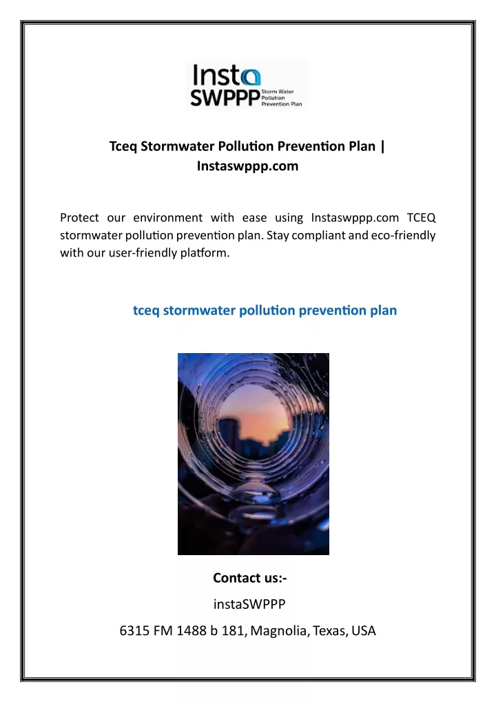 tceq stormwater pollution prevention plan