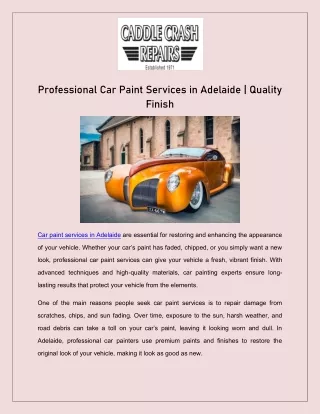 Professional Car Paint Services in Adelaide | Quality Finish