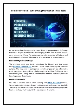 Common Problems When Using Microsoft Business Tools