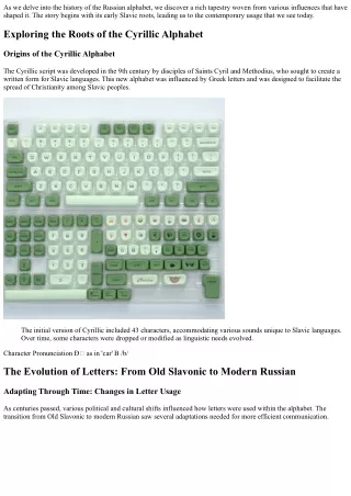 The Evolution of the Russian Alphabet: From Cyrillic Roots to Modern Usage