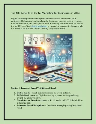 Top 100 Benefits of Digital Marketing for Businesses in 2024"