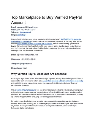 Top Marketplace to Buy Verified PayPal Account
