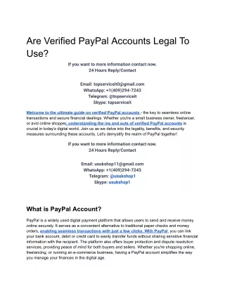 Are Verified PayPal Accounts Legal To Use