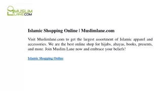Islamic Shopping Online  Muslimlane.com