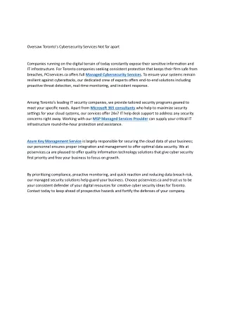 oversaw toronto s cybersecurity services