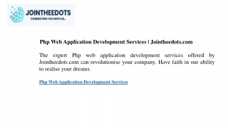 php web application development services