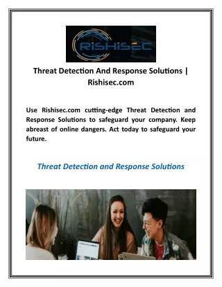 Threat Detection And Response Solutions | Rishisec.com