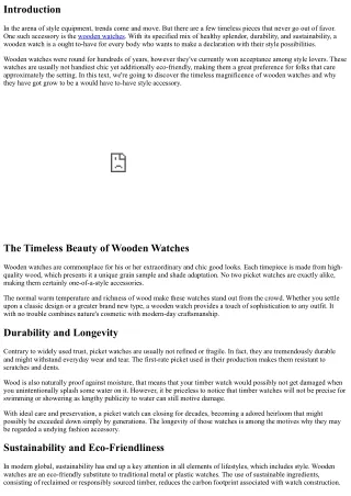 The Timeless Elegance of Wooden Watches: A Must-Have Fashion Accessory