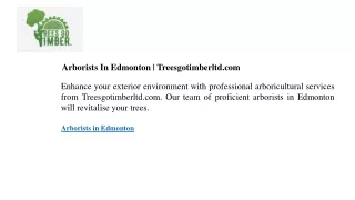 Arborists In Edmonton  Treesgotimberltd.com