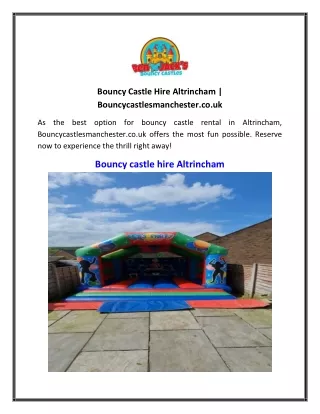 Bouncy Castle Hire Altrincham  Bouncycastlesmanchester.co.uk