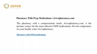 Pharmacy With Prep Medications  Avivapharmacy.com