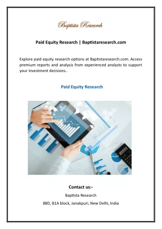 Paid Equity Research  Baptistaresearch