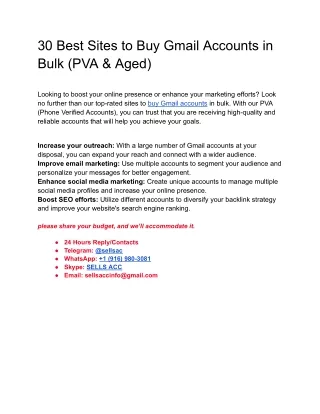 30 Best Sites to Buy Gmail Accounts in Bulk (PVA & Aged)