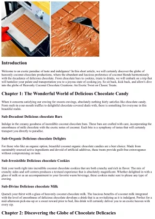 Heavenly Coconut Chocolate Creations: An Exotic Spin on Standard Deals With