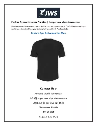 Explore Gym Activewear For Men  Jumpersworldsportswear.com