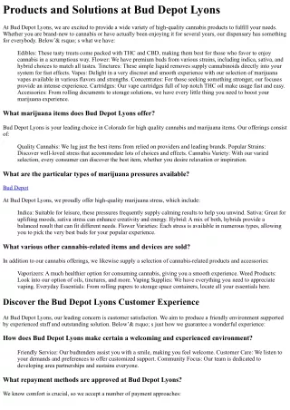 products and solutions at bud depot lyons