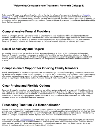 Welcoming Compassionate Care: Funeraria Chicago IL