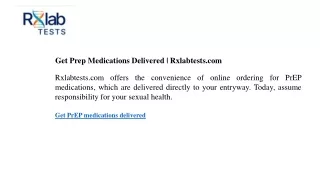 Get Prep Medications Delivered  Rxlabtests.com